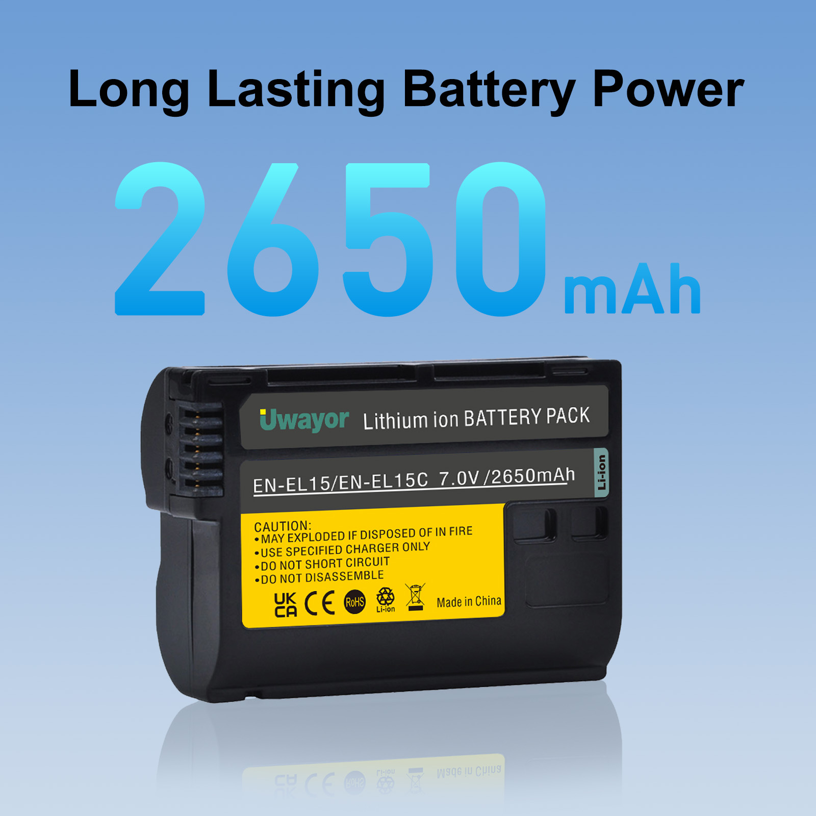 Nikon Camera Z6 Iii - 2650mAh Uwayor ENEL-15/ENEL15C 배터리(USB 듀얼 슬롯