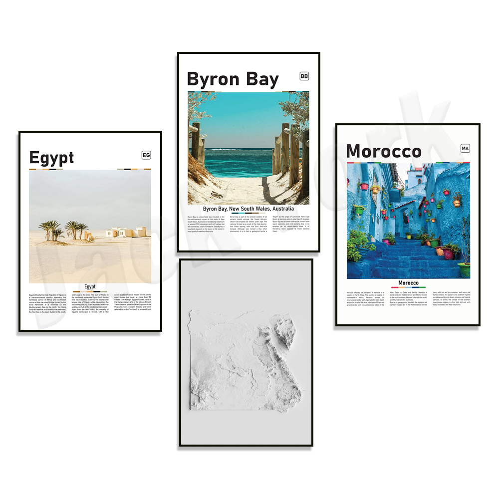 이집트 구호 지도 인쇄, 모로코, 호주, 바이런 베이  - Photography Mapped 리뷰 및 가격