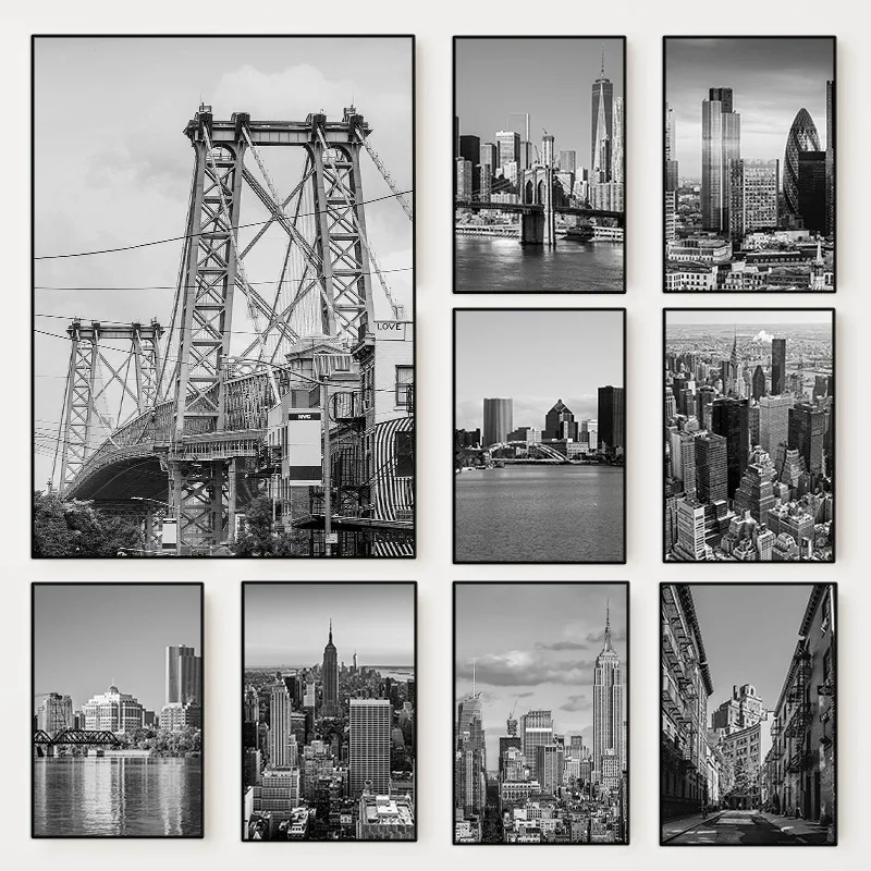 (2D 캔버스 페인팅) 흑백 뉴욕시 사진 포스터 뉴욕  - Photography Mapped 리뷰 및 가격