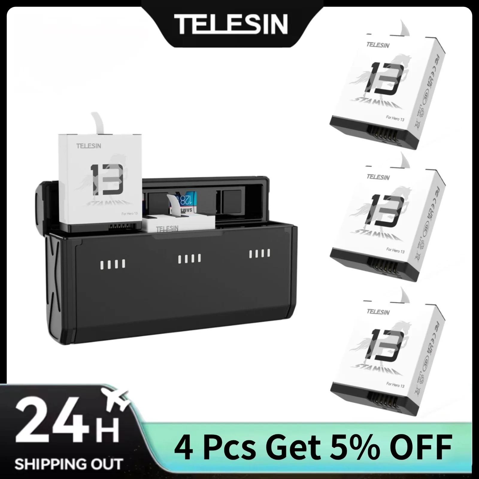 TELESIN 휴대용 고속 충전 박스 및 고내구성 배터 - Gopro Action Camera Hero 13 Black 리뷰 및 가격